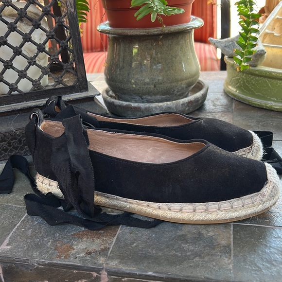 JJill black suede ballerina ankle tie espadrille 7 - Picture 3 of 10